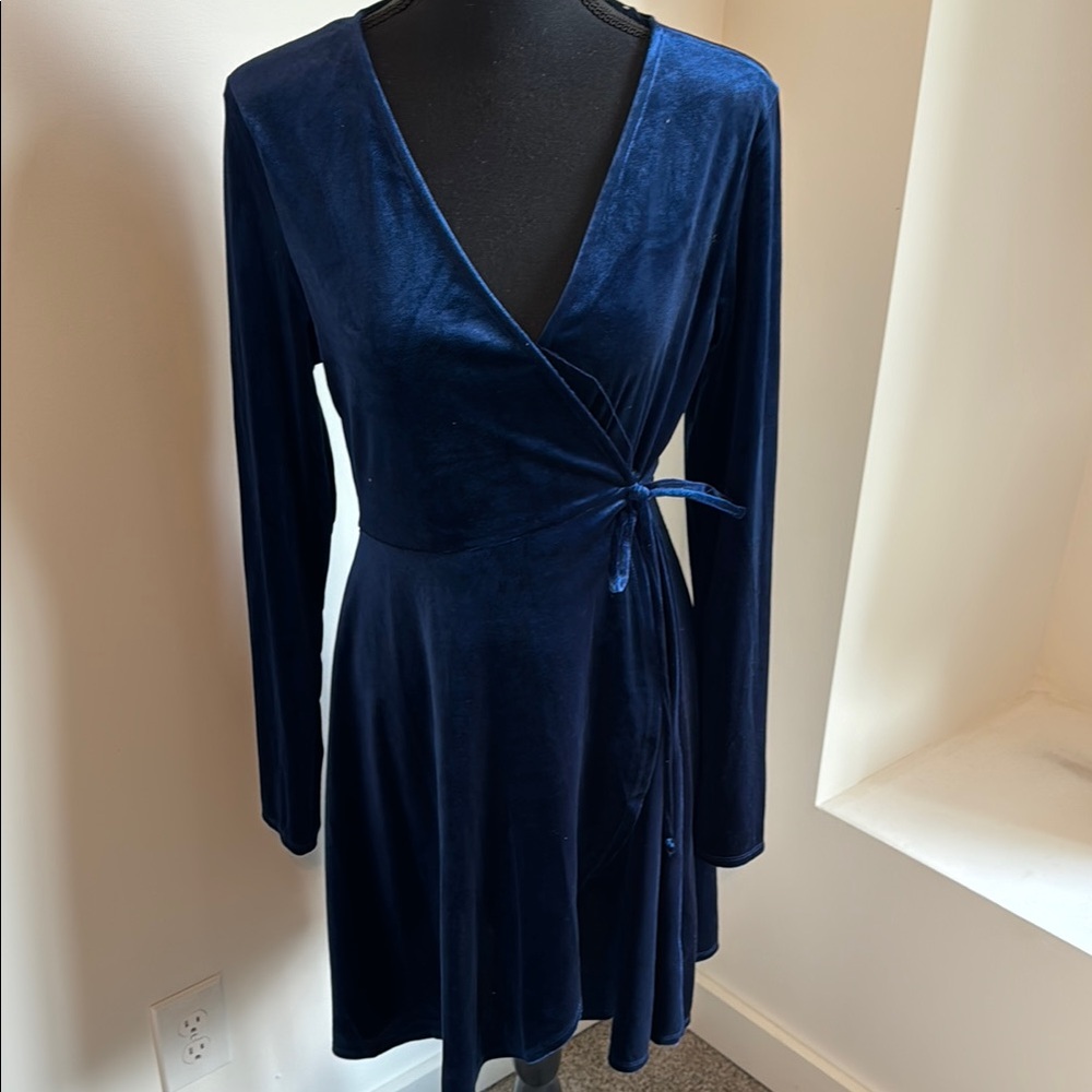 Chic Midnight Blue Wrap Dress